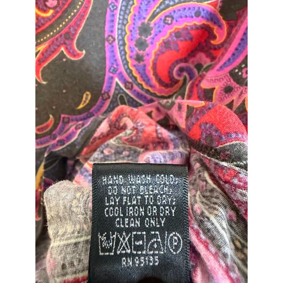 Lafayette 148 womens long sleeve T shirt Paisley cozycore feminine colorful soft - Picture 6 of 9